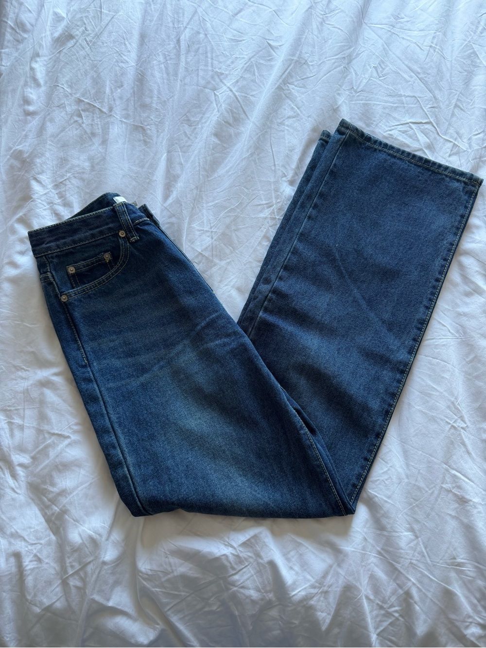 OAK + FORT Straight Leg Dark Blue Oversized High Rise Jeans size Small - Picture 6 of 7